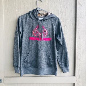 REALTREE Women's Gray And Camo Hooded Sweatshirt Size S